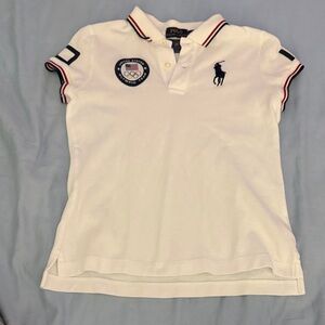 Polo by Ralph Lauren Kids M White olympic USA 2016 half buttoned pullover